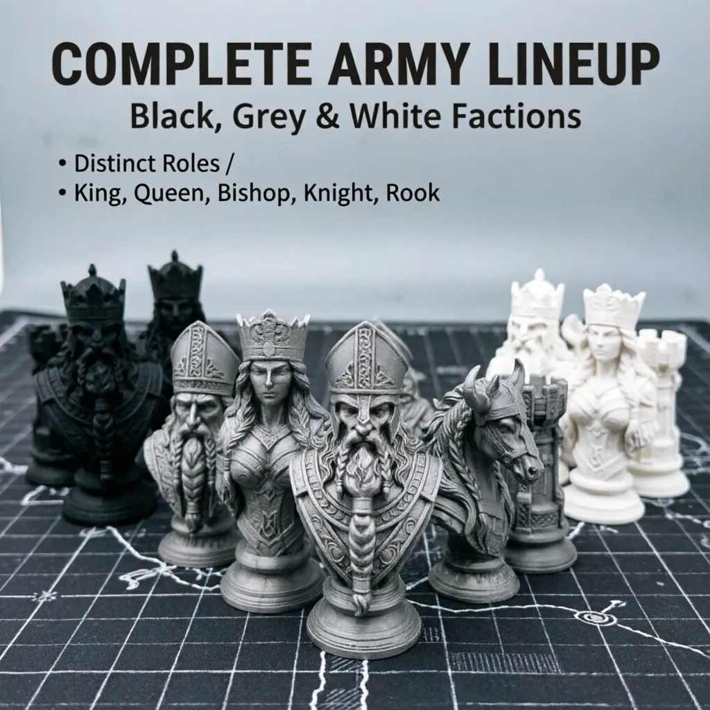 3D Printing Chess - 10cm 3D Printed Chess Pieces, Nordic