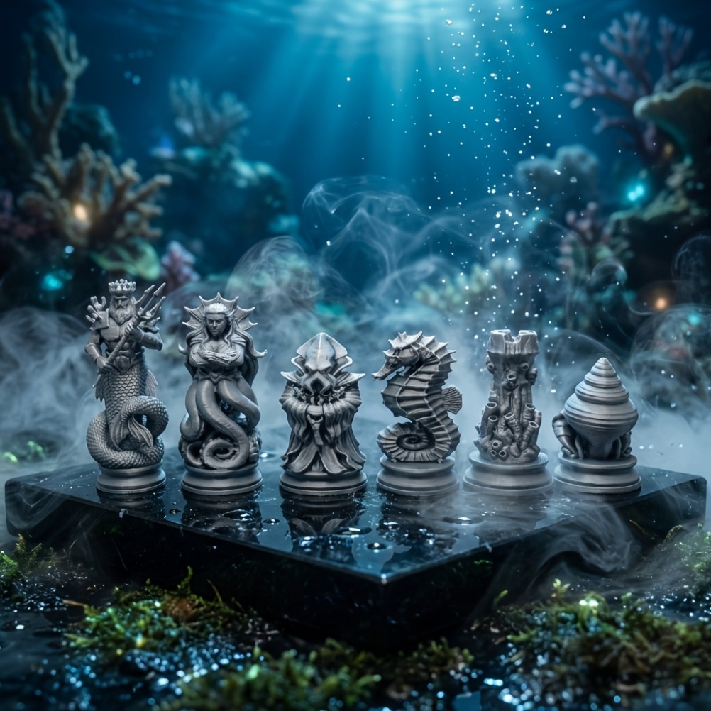 16PCS Ocean Myth Chess Figurin - 3D Printing Chess recension och pris