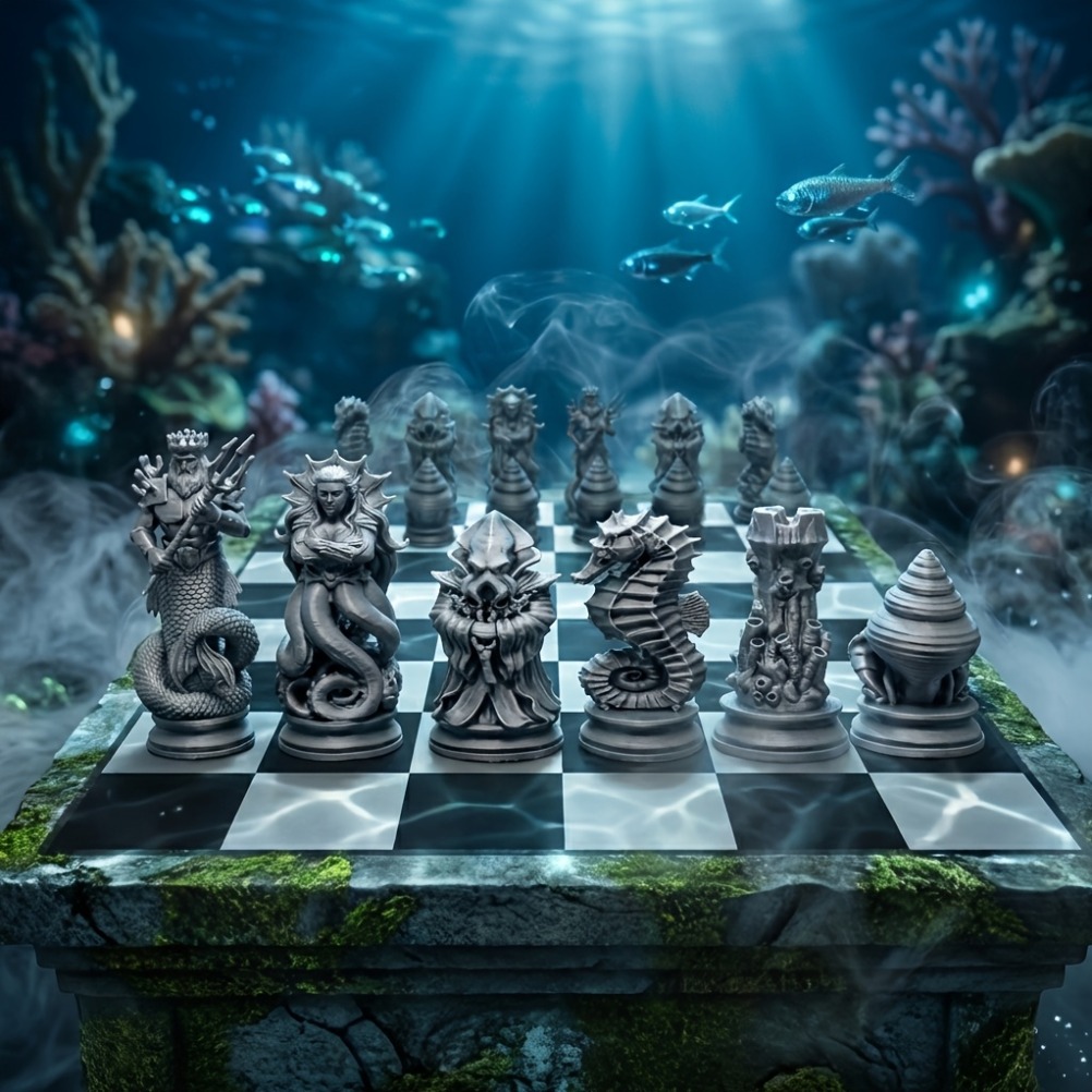 16PCS Ocean Myth Chess Figurin - 3D Printing Chess recension och pris