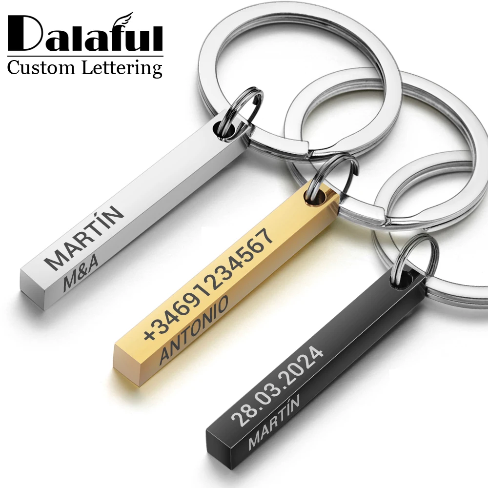 Personalized 3D Bar Keychain E - 3D Printing Gold recension och pris