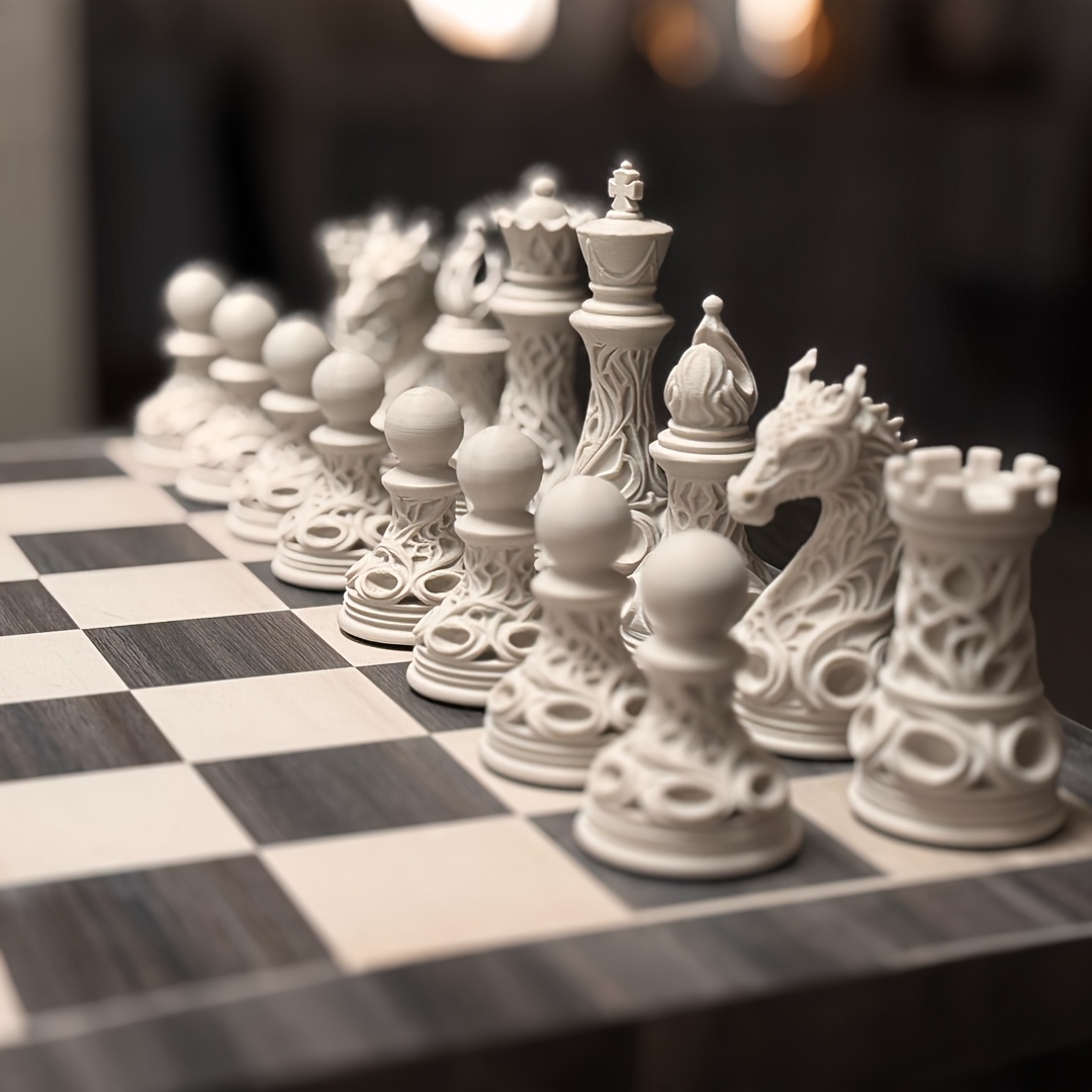 32-piece 3D printed plastic Go - 3D Printing Chess recension och pris