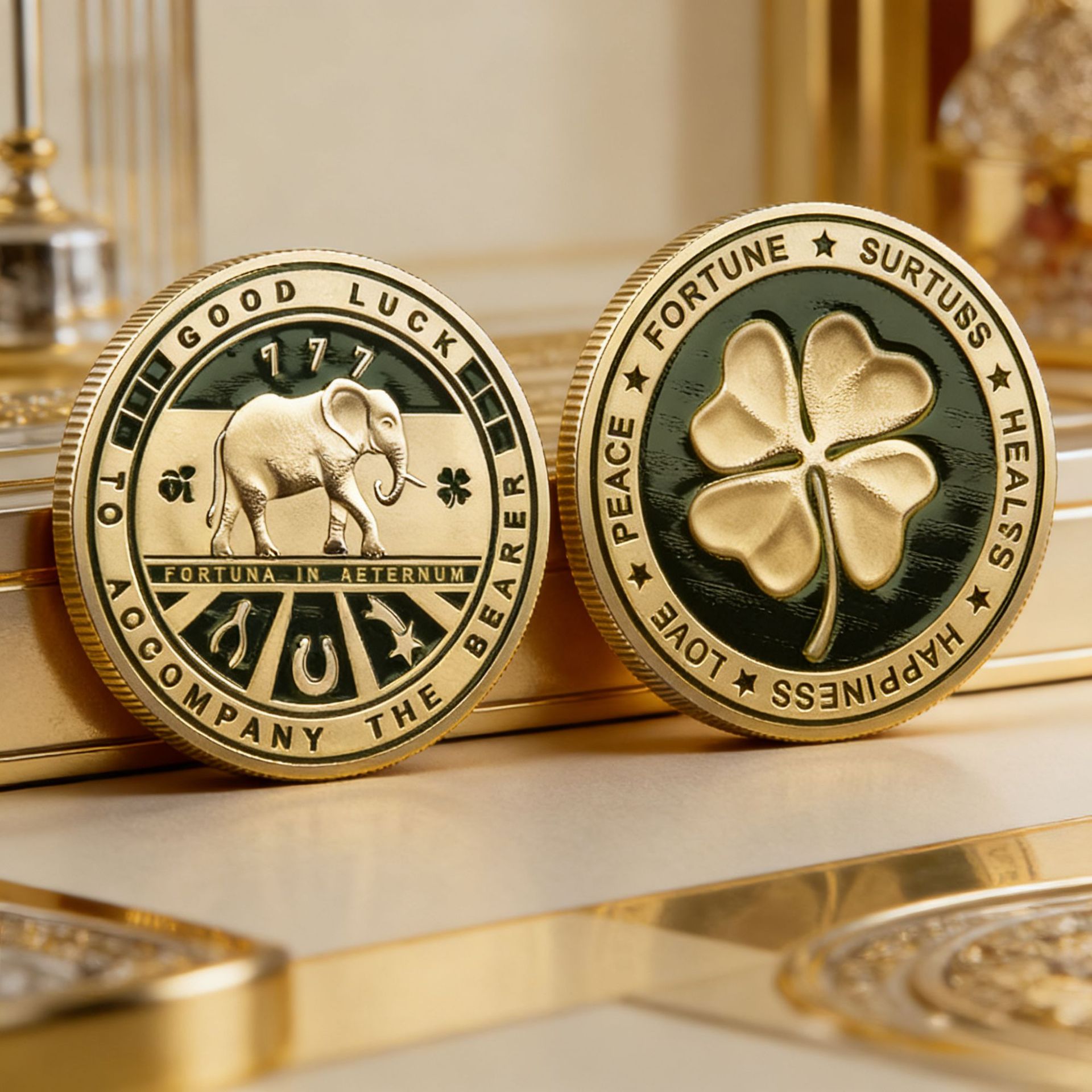 Four Leaf Clover Metal Commemo - 3D Printing Gold recension och pris